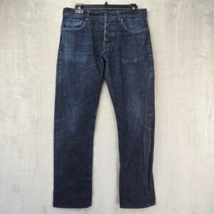 DSTLD Straight Selvedge Jeans Men's 31x29 Indigo Blue Dark Wash Button Fly